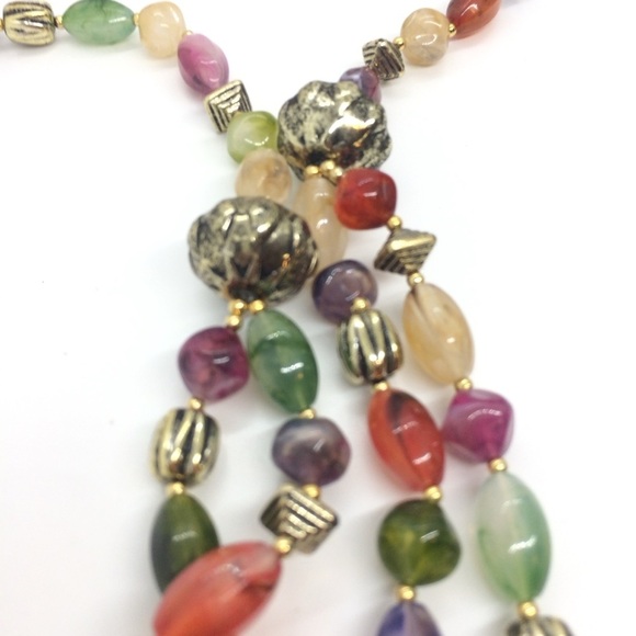 3/$30 VINTAGE HONG KONG LUCITE MULTI STRAND BEADED NECKLACE LAYERED MULTICOLOR - Picture 14 of 15